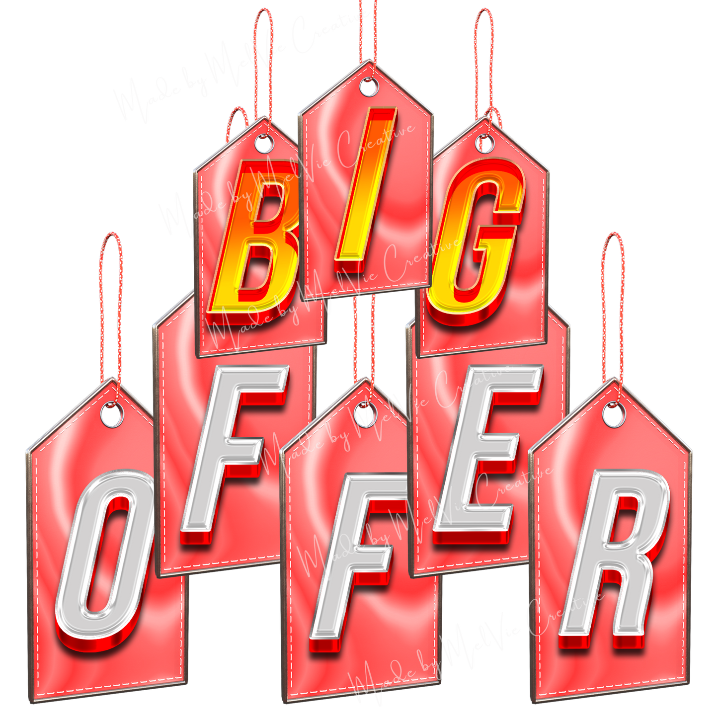 MelVie Red Price Tag Signs Offers and Prices