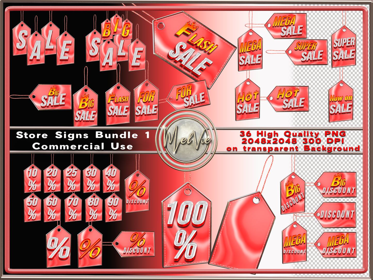 MelVie Red Price Tag Signs Sales and Discounts