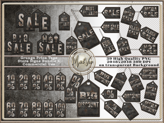MelVie Grunge Price Tag Signs Sales and Discounts