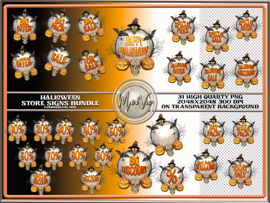 MelVie Halloween Store Signs PNG Bundle